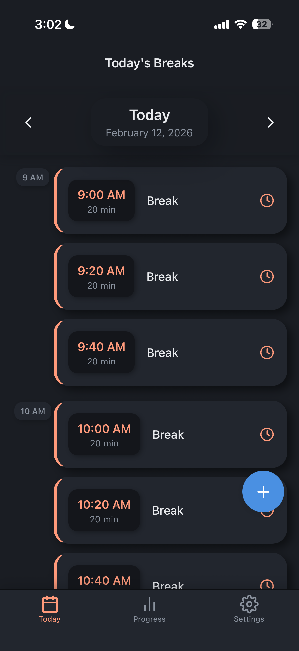 Today's Breaks